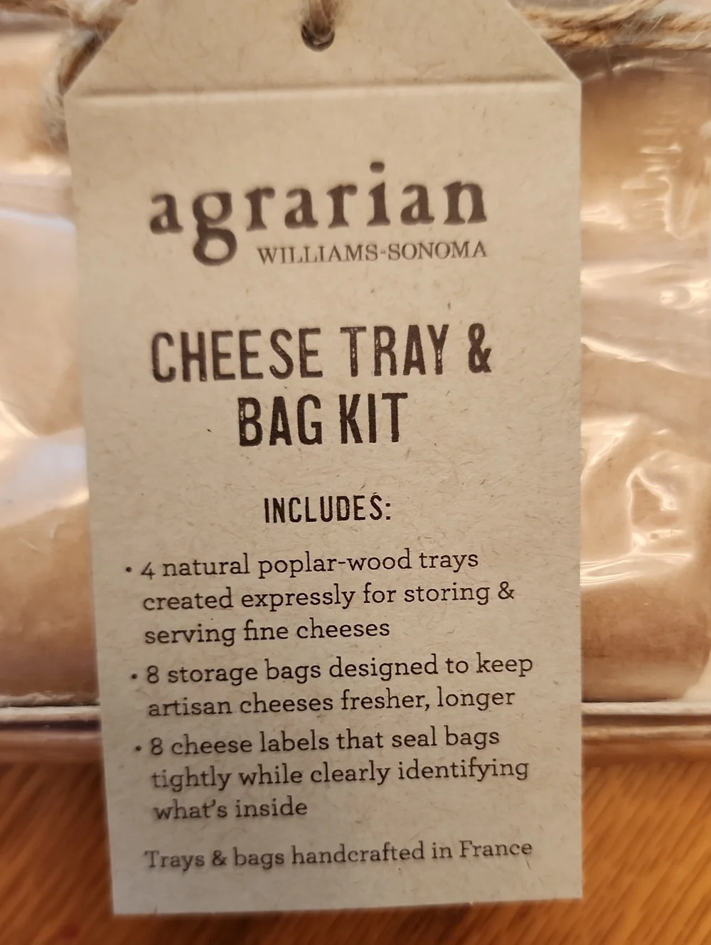 Williams Sonoma Agrarian Cheese Tray & Bag Kit - Beige